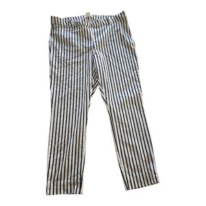 H&M Pants Womens Sz 16 White Black Striped Ankle Mid Rise Side Zipper 36x27